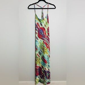 Natori Vibrant Multicolor Halter Chemise/Slip size Large